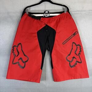 Fox Racing Men Demo Downhill Riding Shorts Mens 36 Red Belted Cycling MTB 12970